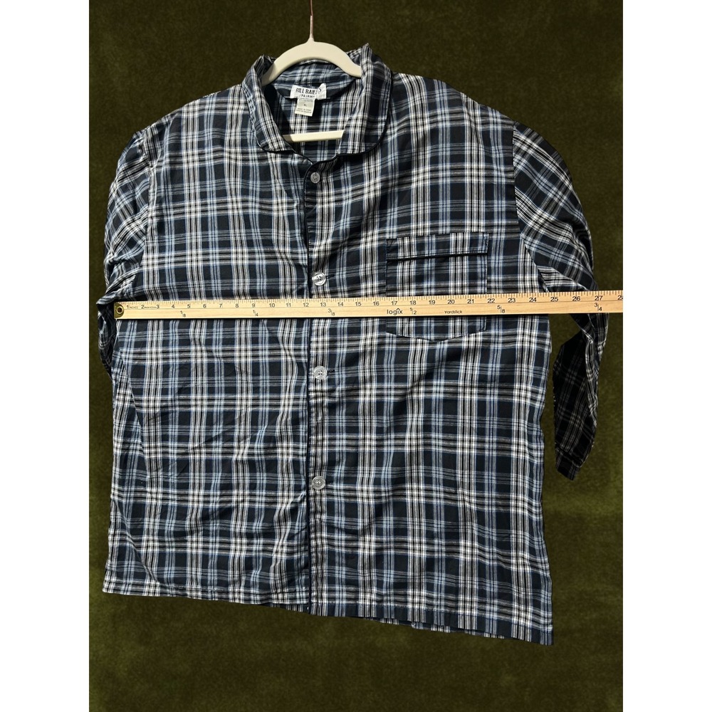 Bill Blass Mens Pajama Set Navy White Plaid Long Sleeve Button Down XL Sleepwear - Picture 3 of 12